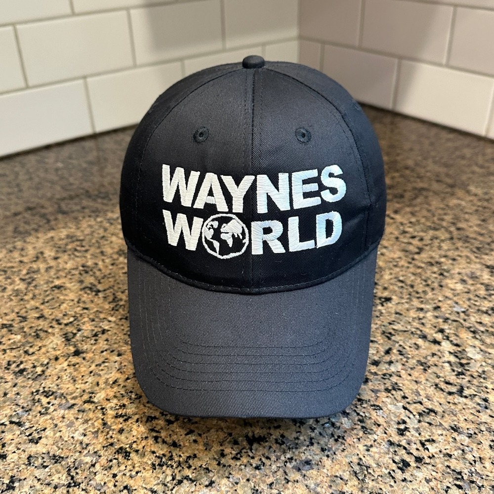 Vtg 90s Wayne's World OTTO Hat Black cotton Hook & Loop Adjustable Strap Back